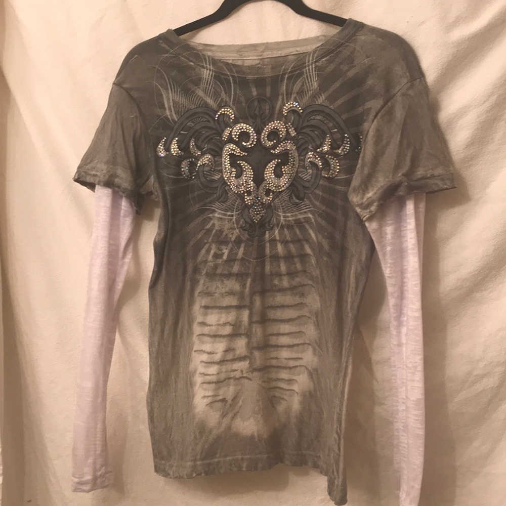 Sinful grey sheer long sleeve T